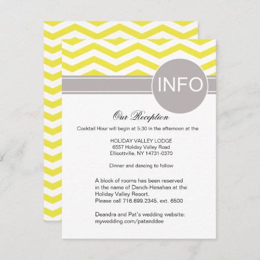 Deandra Chic Chevron - Opvanggegevens | geel Informatiekaartje (Voorkant / Achterkant)