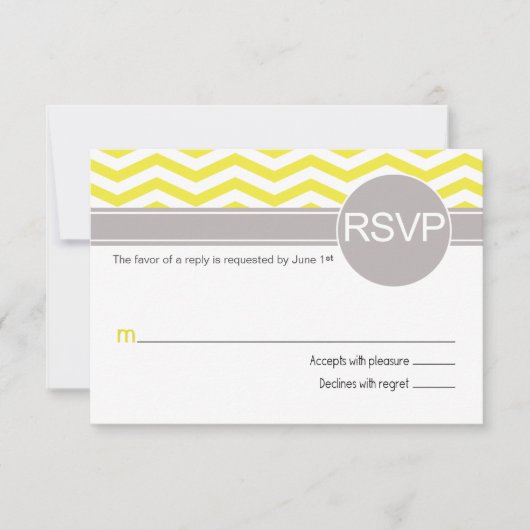 Deandra Chic Chevron RSVP | geel Kaartje (Voorkant)