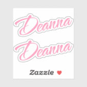 Deanna Decoratieve Naam in Roze x2 Sticker (Vel)