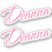 Deanna Decoratieve Naam in Roze x2 Sticker (Voorkant)