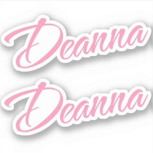 Deanna Decoratieve Naam in Roze x2 Sticker (Voorkant)