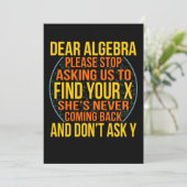 Dear Algebra Math Teacher Mathematics Maths Bedankkaart (Staand voorkant)