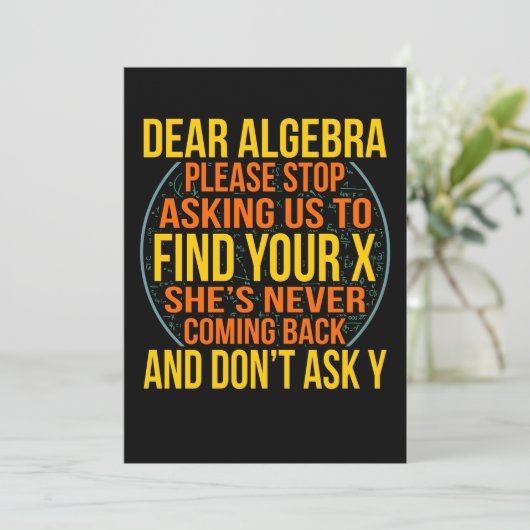 Dear Algebra Math Teacher Mathematics Maths Bedankkaart (Staand voorkant)
