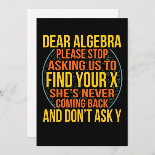 Dear Algebra Math Teacher Mathematics Maths Bedankkaart (Voorkant / Achterkant)