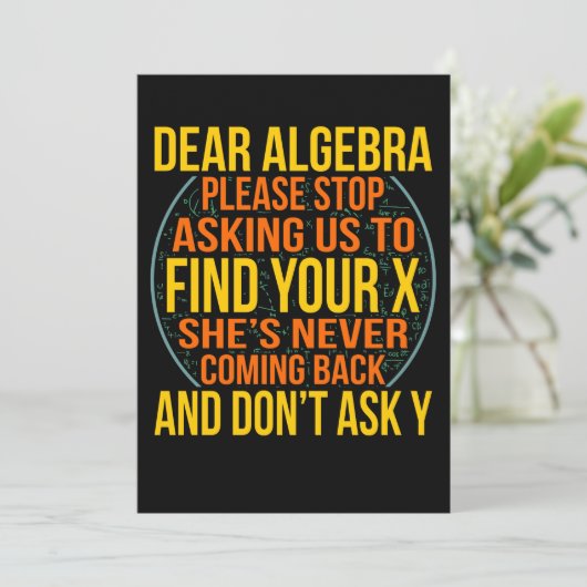 Dear Algebra Math Teacher Mathematics Maths Kaart (Staand voorkant)