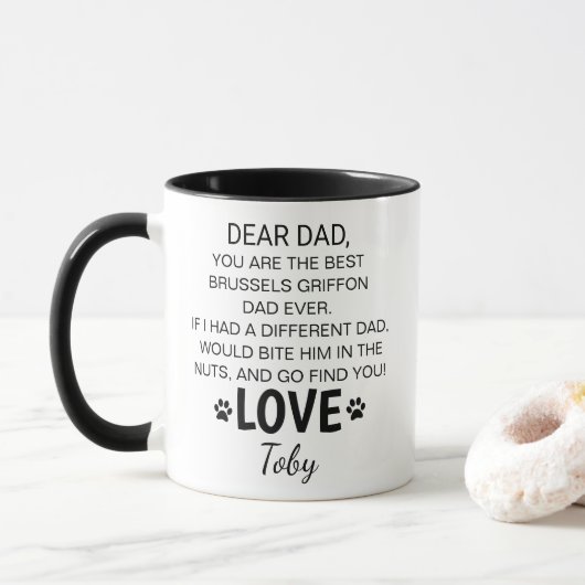 Dear Dad Mug Brussels Griffon Owner Gift Mok (Met donut)