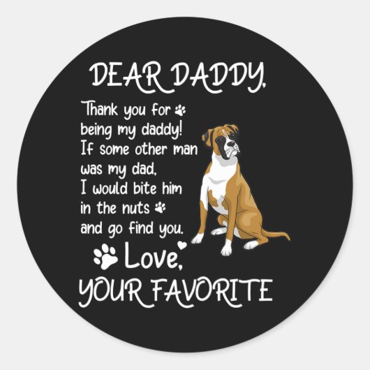 Dear Daddy Boxer lovers Dog Dad Father's Day  Ronde Sticker (Voorkant)