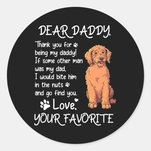 Dear Daddy Labradoodle Dog Dad Father's Day Ronde Sticker (Voorkant)