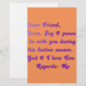 "Dear Friend" feestelijke seizoensgroet Briefpapier (Voorkant / Achterkant)