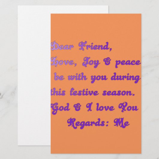 "Dear Friend" feestelijke seizoensgroet Briefpapier (Voorkant / Achterkant)