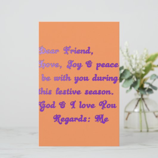 "Dear Friend" feestelijke seizoensgroet Briefpapier (Staand voorkant)