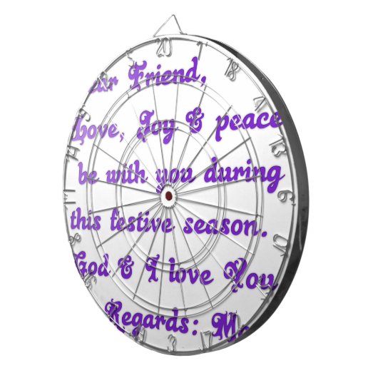 "Dear Friend" feestelijke seizoensgroet Dartbord (Voorkant Rechts)