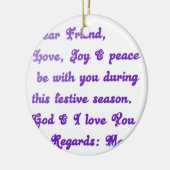 "Dear Friend" feestelijke seizoensgroet Keramisch Ornament (Links)