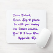 "Dear Friend" feestelijke seizoensgroet Muismat (Met muis)