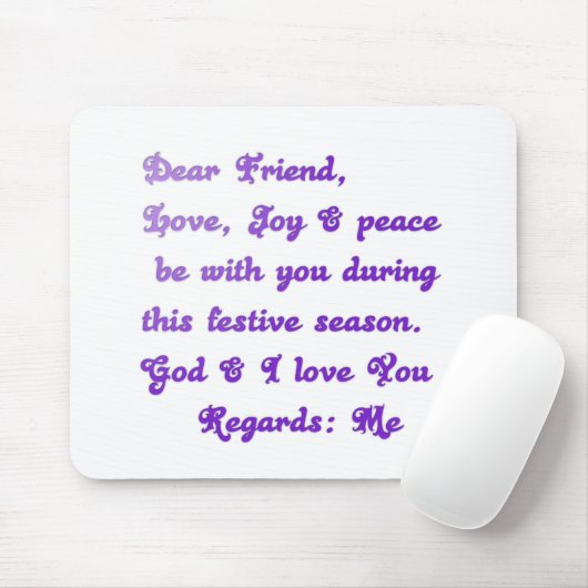 "Dear Friend" feestelijke seizoensgroet Muismat (Met muis)