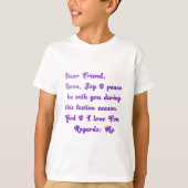 "Dear Friend" feestelijke seizoensgroet T-shirt (Voorkant)