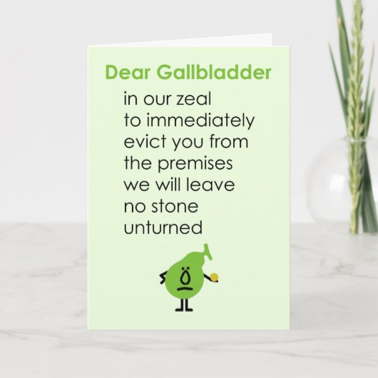 Dear Gallbladder A Funny Get Well Soon Poem Kaart (Voorkant)