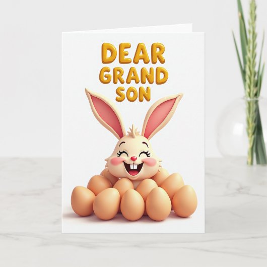Dear Grandson Rabbit Art Card Kaart (Voorkant)
