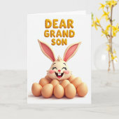 Dear Grandson Rabbit Art Card Kaart (Gele Bloem)