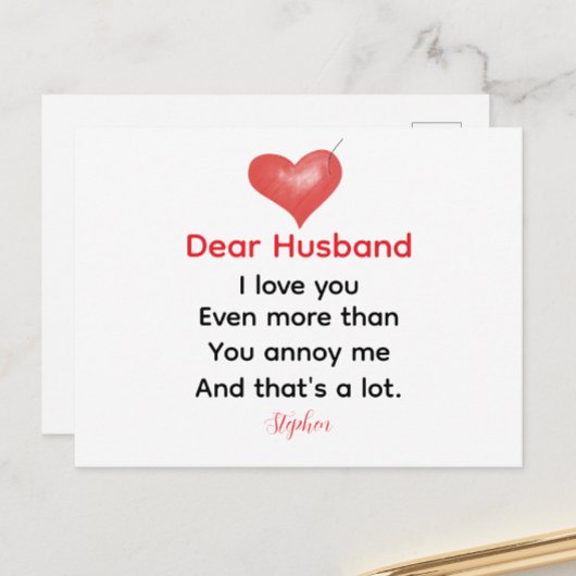 Dear Husband personalized love message valentines  Feestdagenkaart