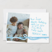 "Dear Jesus" Blue Crayon notitie Foto Kerst Kaart (Voorkant)