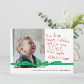 "Dear Jesus" Red Crayon notitie Foto Kerst Kaart (Staand voorkant)