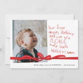 "Dear Jesus" Rode Krijtje brief Foto Kerstkaart (Voorkant)