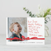 "Dear Jesus" Rode Krijtje brief Foto Kerstkaart (Staand voorkant)