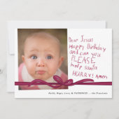 "Dear Jesus" Wine Crayon notitie Foto Kerst Kaart (Voorkant)