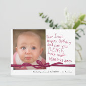 "Dear Jesus" Wine Crayon notitie Foto Kerst Kaart (Staand voorkant)