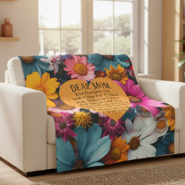 Dear Mom Floral Fleece Blanket Love Gift Deken