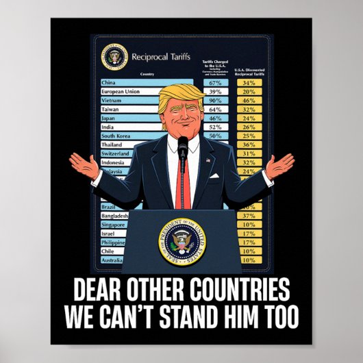 Dear Other Countries We Can't Stand Him Too Funny  Poster (Voorkant)