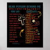 Dear Person Behind Me You Say God Says Insration C Poster (Voorkant)