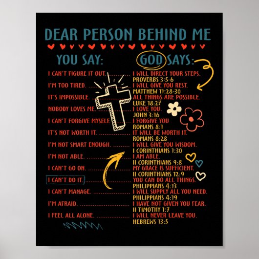 Dear Person Behind Me You Say God Says Insration C Poster (Voorkant)