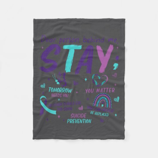 Dear Person Behind Me You Suicide Awareness  Fleece Deken (Voorkant)