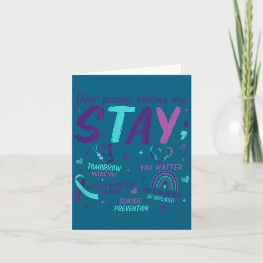 Dear Person Behind Me You Suicide Awareness Kaart (Voorkant)