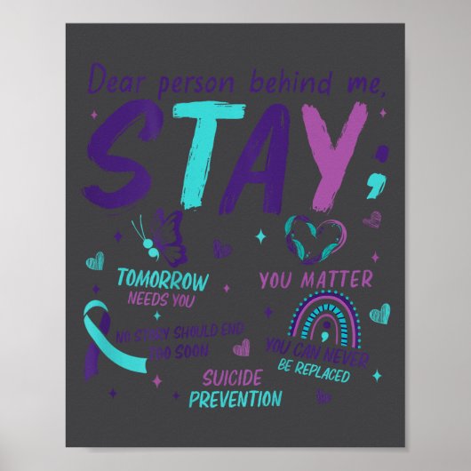 Dear Person Behind Me You Suicide Awareness  Poster (Voorkant)