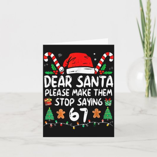 Dear Santa 67 Funny Christmas Six Seven 6-7 Meme M Kaart (Voorkant)
