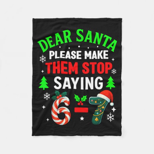 Dear Santa 67 Funny Christmas Six Seven 6-7 Men Wo Fleece Deken (Voorkant)