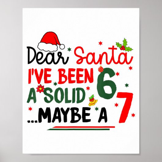 Dear Santa 67 Funny Christmas Six Seven 6-7 Men Wo Poster (Voorkant)