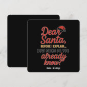 Dear Santa Before I Explain Funny Christmas Quote  Kaart (Voorkant / Achterkant)