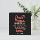 Dear Santa Before I Explain Funny Christmas Quote  Kaart (Staand voorkant)