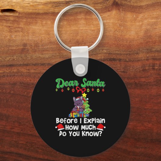 Dear Santa Before I Explain How Much Do You Know Sleutelhanger (Voorkant)