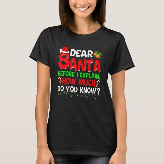 Dear Santa Before I Explain How Much Do You Know   T-shirt (Voorkant)