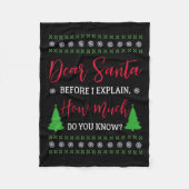 Dear Santa Before I Explain - Humorous Christmas T Fleece Deken (Voorkant)