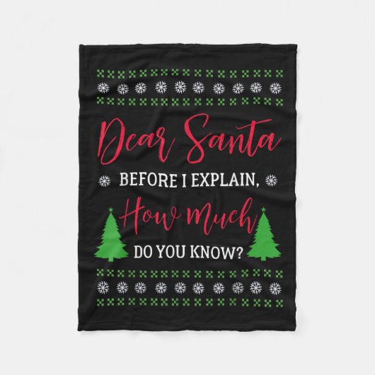 Dear Santa Before I Explain - Humorous Christmas T Fleece Deken (Voorkant)