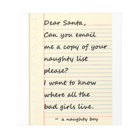 DEAR SANTA-BRIEF van een stoute jongen Notitieblok (Voorkant)