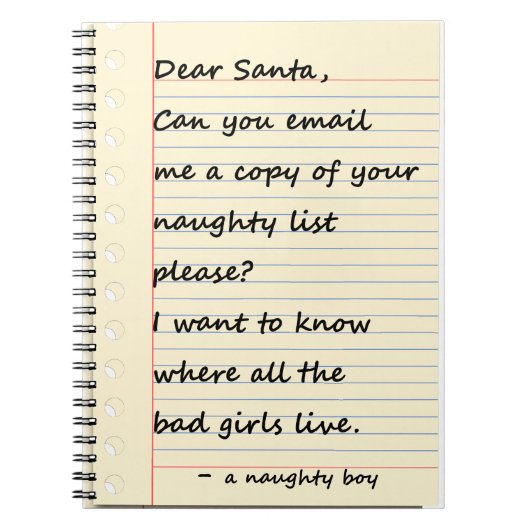 DEAR SANTA-BRIEF van een stoute jongen Notitieboek (Voorkant)
