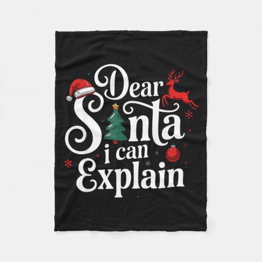 Dear Santa Can Explain Funny Christmas Kids Adults Fleece Deken (Voorkant)