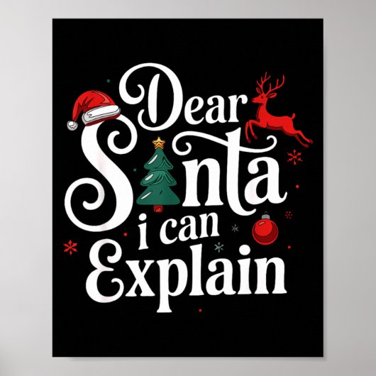 Dear Santa Can Explain Funny Christmas Kids Adults Poster (Voorkant)
